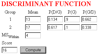  Using the Discriminant Function Calculator to understand how changes in prior probabilities affect P(G/D).